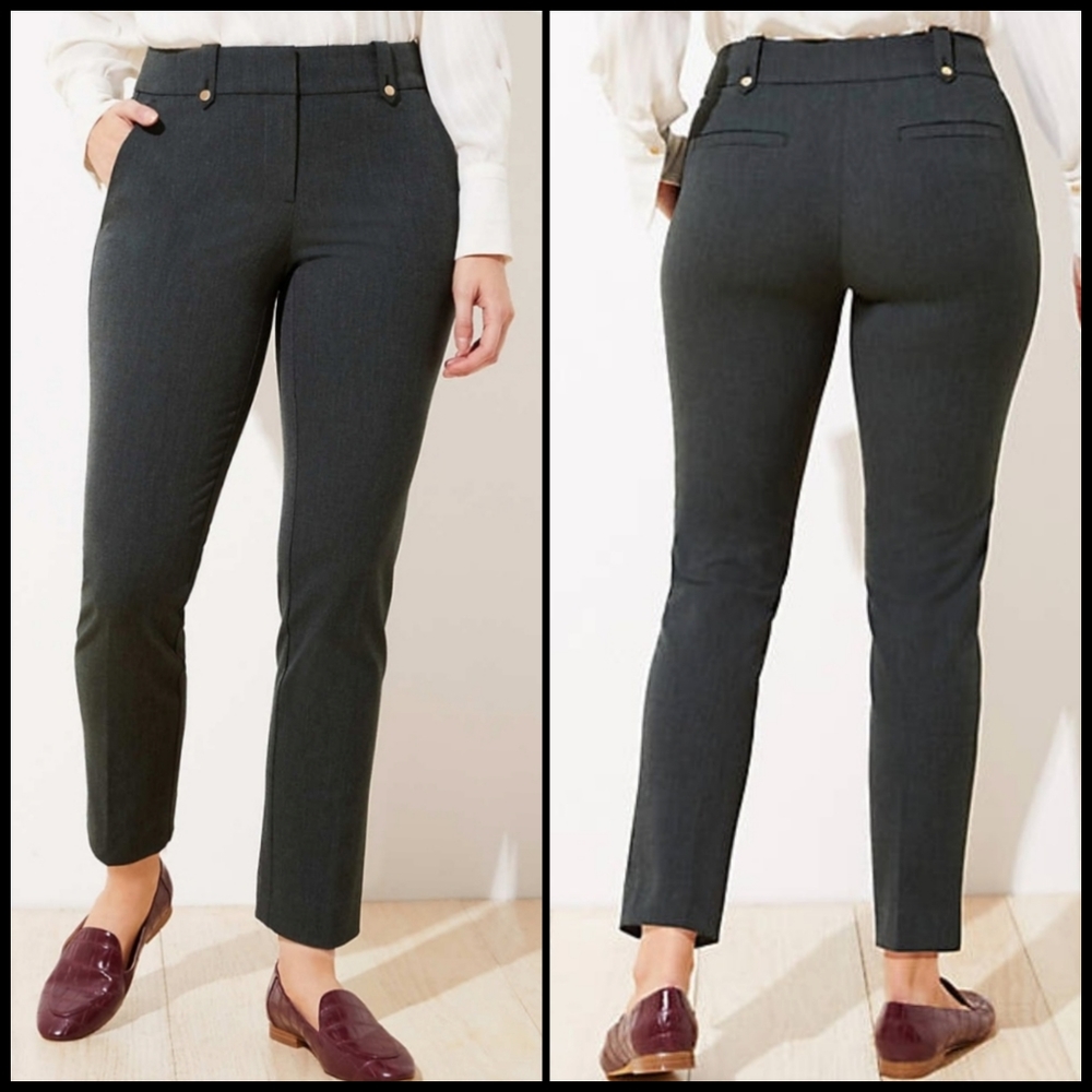 NWOT Loft Curvy Slim Straight Leg Pants in Dark Green